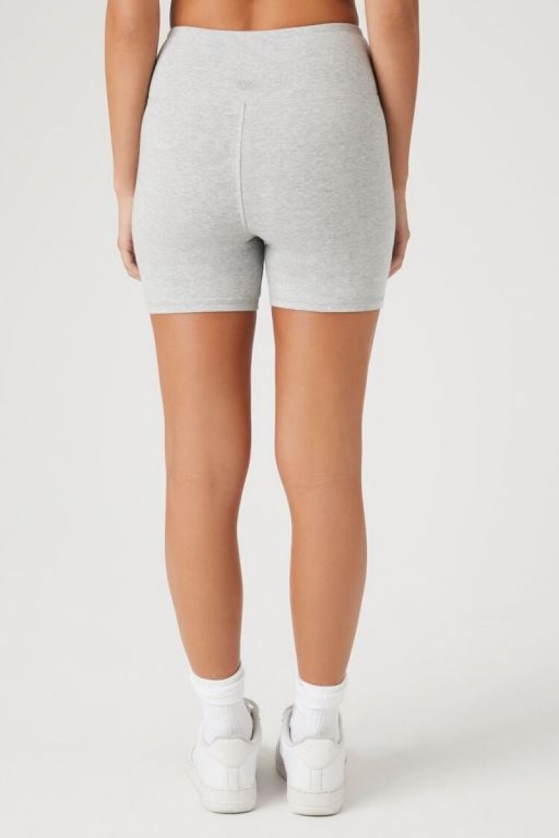 Short Forever 21 Active Heathered Surplice Biker Mujer Gris | k9BogsZauxj