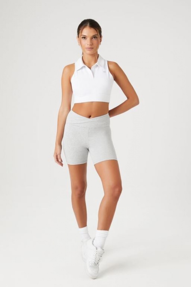 Short Forever 21 Active Heathered Surplice Biker Mujer Gris | k9BogsZauxj