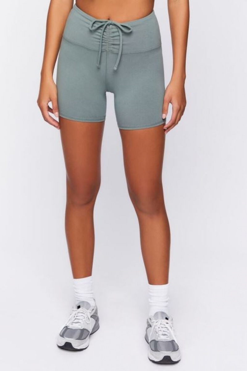 Short Forever 21 Active Ruched Drawstring Biker Mujer Tea | S12eZIGD3dU