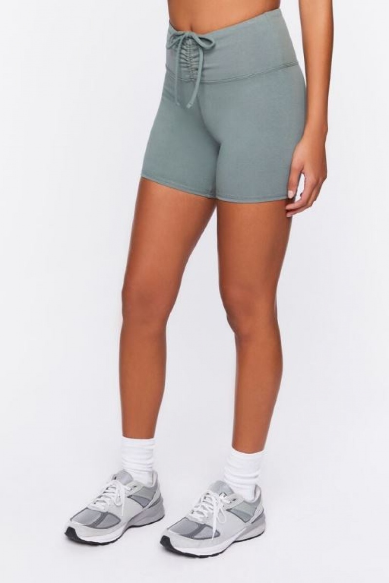 Short Forever 21 Active Ruched Drawstring Biker Mujer Tea | S12eZIGD3dU