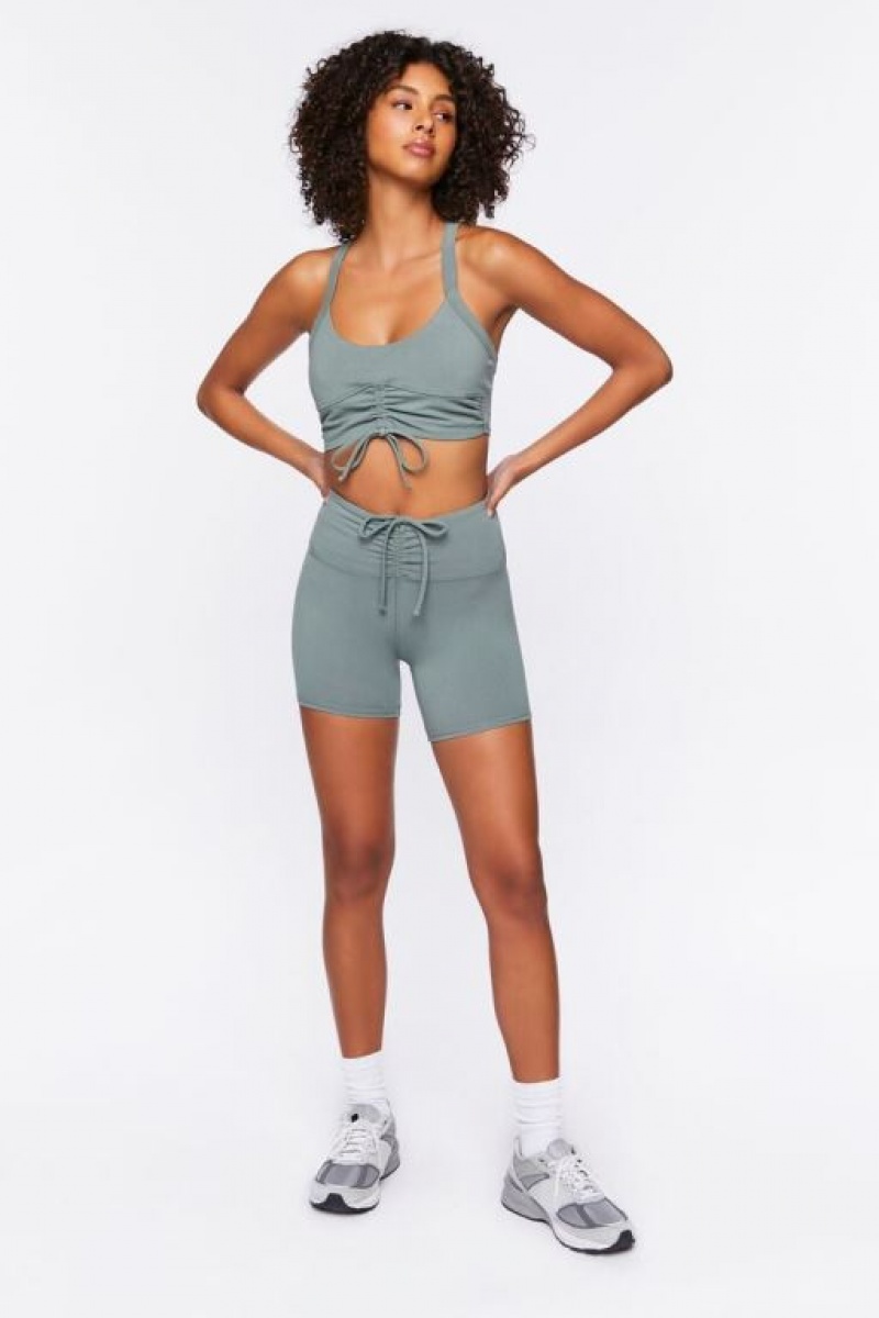 Short Forever 21 Active Ruched Drawstring Biker Mujer Tea | S12eZIGD3dU