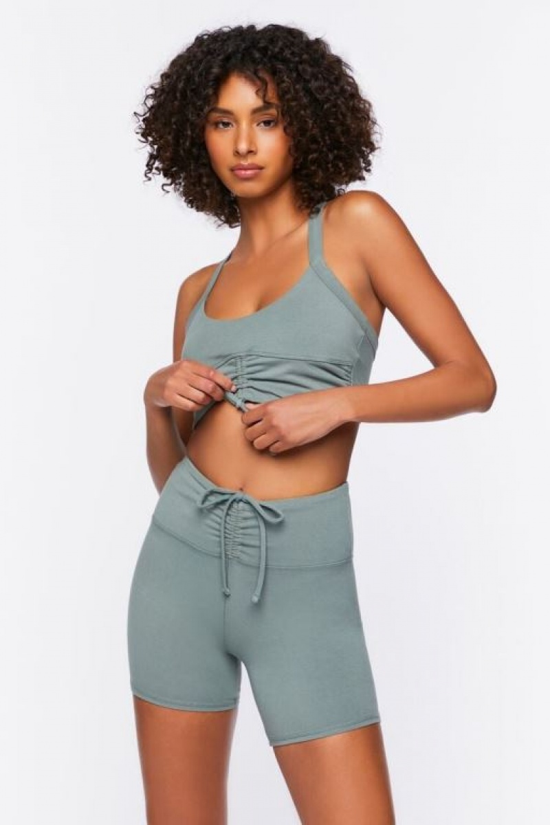 Short Forever 21 Active Ruched Drawstring Biker Mujer Tea | S12eZIGD3dU