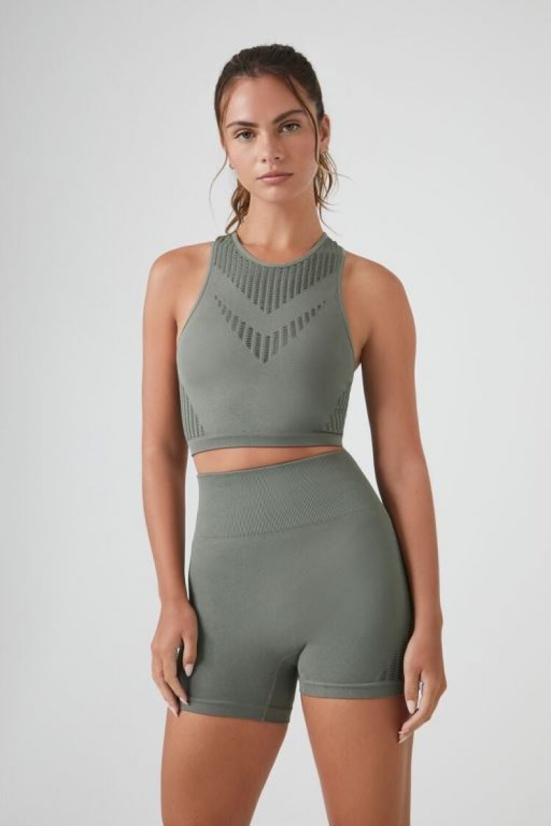 Short Forever 21 Active Seamless Biker Mujer Verde Oliva Oscuro | bT7kv2yqqcE