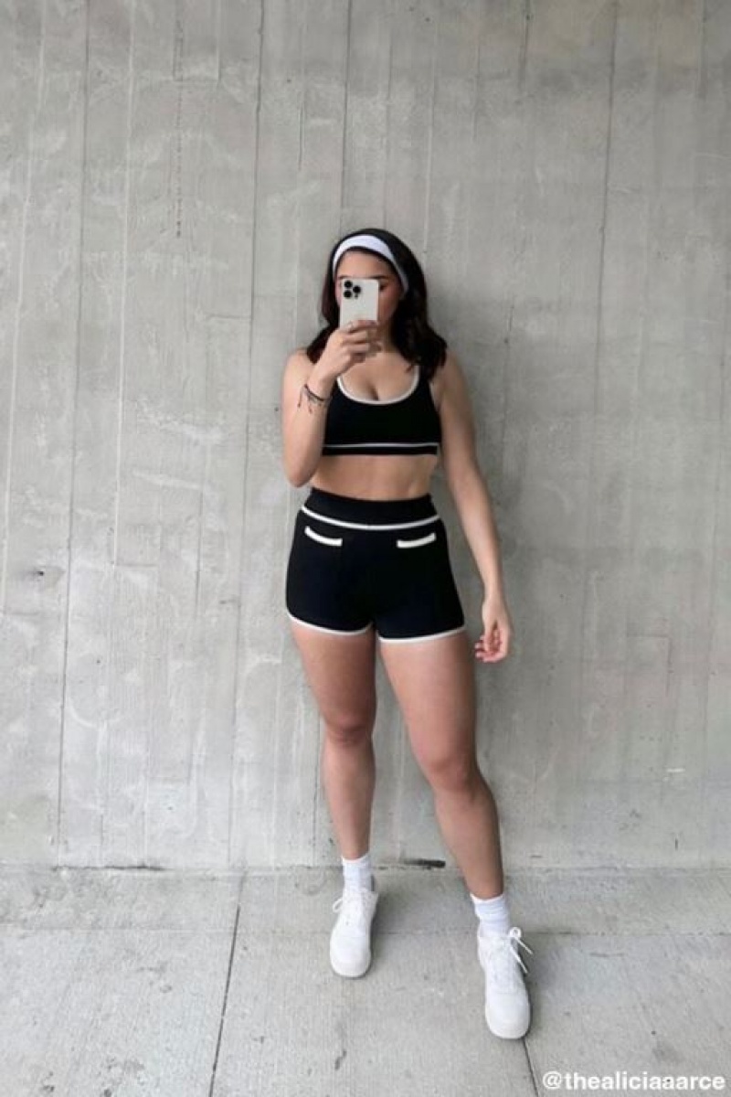 Short Forever 21 Active Seamless Contrast Trim Biker Mujer Negras Blancas | 6zTYZWTAT3x