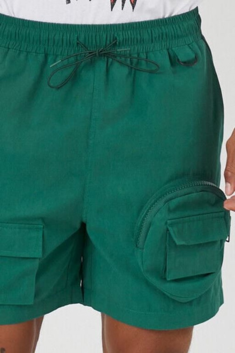 Short Forever 21 Cargo Drawstring Hombre Verde | 57BpP5p6DUI