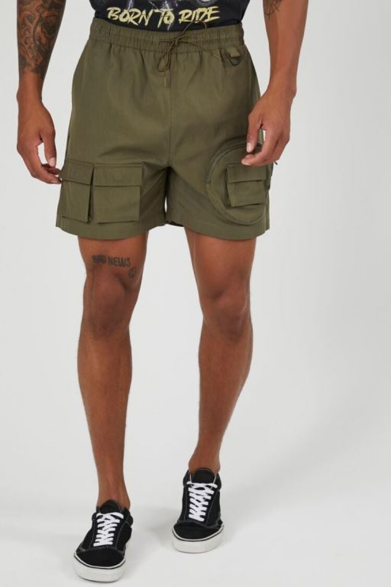 Short Forever 21 Cargo Drawstring Hombre Negras | h3DYhcg1Tdr