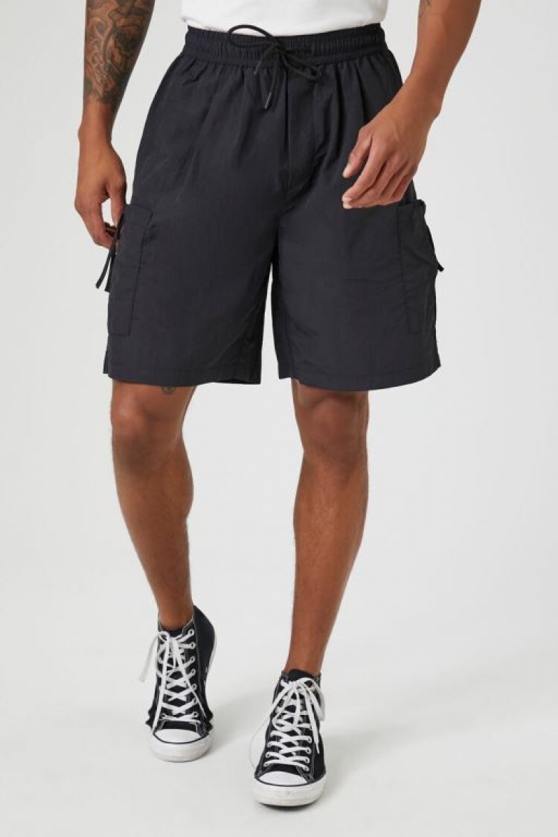 Short Forever 21 Cargo Drawstring Hombre Negras | QEvfdPngoM2