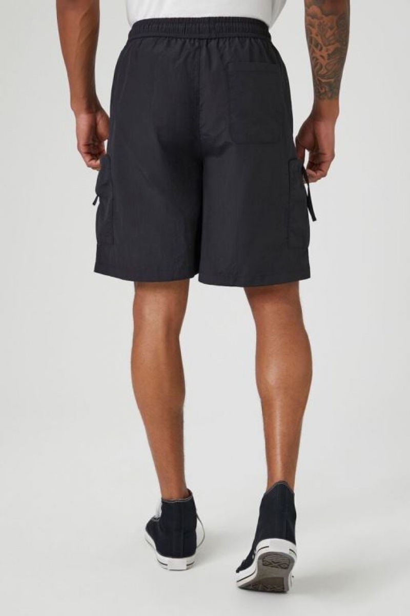 Short Forever 21 Cargo Drawstring Hombre Negras | QEvfdPngoM2