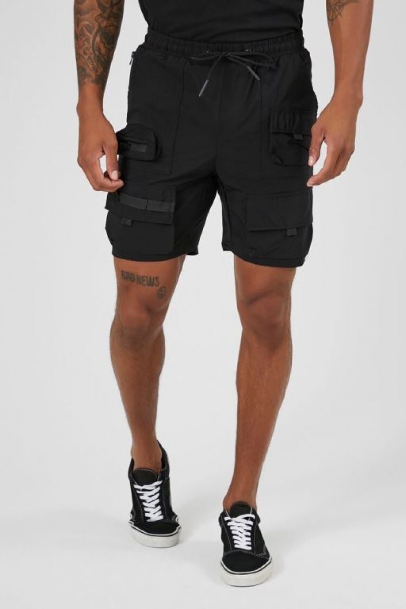 Short Forever 21 Cargo Drawstring Hombre Negras | wtYSaIUiCZL