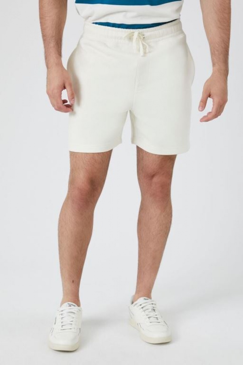 Short Forever 21 Cotton Blend Drawstring Hombre Creme | pKLrTp2h0SB