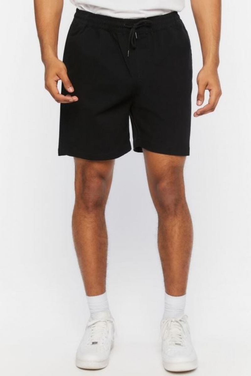 Short Forever 21 Cotton Blend Drawstring Hombre Negras | aYYnUpsXCmJ