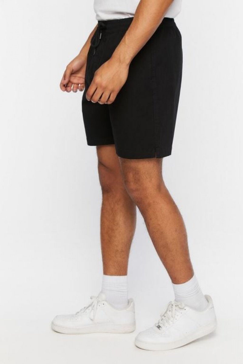 Short Forever 21 Cotton Blend Drawstring Hombre Negras | aYYnUpsXCmJ