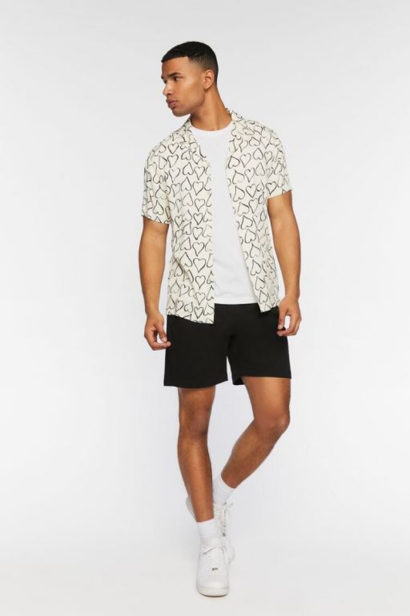 Short Forever 21 Cotton Blend Drawstring Hombre Negras | aYYnUpsXCmJ