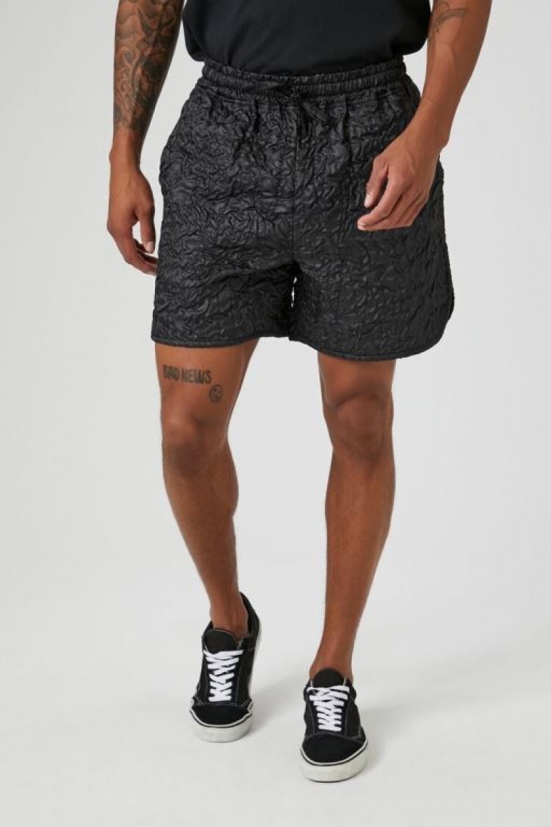 Short Forever 21 Crepe Textured Drawstring Hombre Negras | OvJb11XUtEB