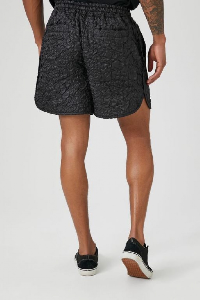 Short Forever 21 Crepe Textured Drawstring Hombre Negras | OvJb11XUtEB