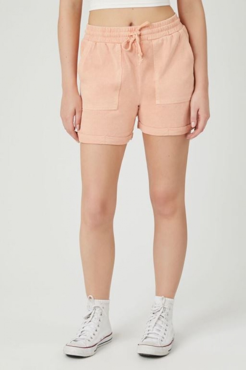 Short Forever 21 Cuffed Drawstring Pull On Mujer Coral | gKhV75pmGpy