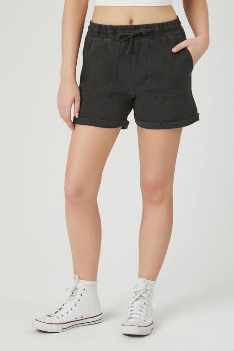 Short Forever 21 Cuffed Drawstring Pull On Mujer Negras | YzP2FpgBqW0