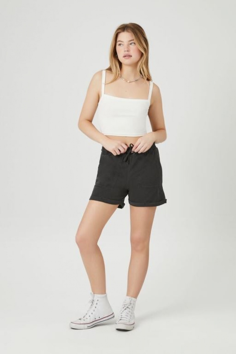 Short Forever 21 Cuffed Drawstring Pull On Mujer Negras | YzP2FpgBqW0