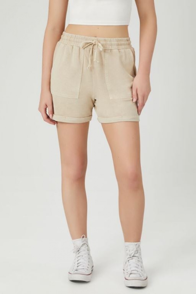 Short Forever 21 Cuffed Drawstring Pull On Mujer Gris Marrones | DlSxni7gouu