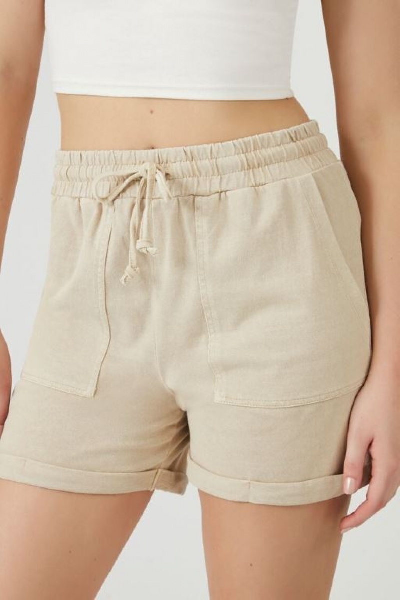 Short Forever 21 Cuffed Drawstring Pull On Mujer Gris Marrones | DlSxni7gouu