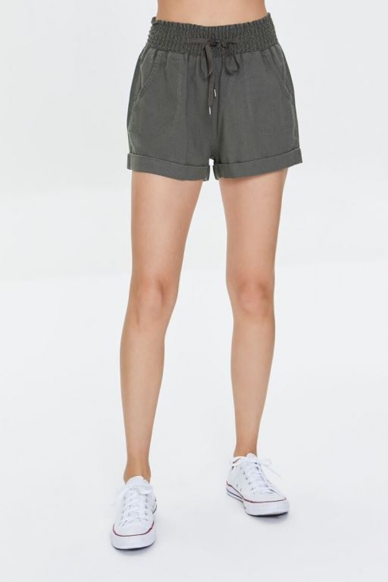 Short Forever 21 Cuffed Drawstring Pull On Mujer Verde Oliva | 2YDcKVgQHgN