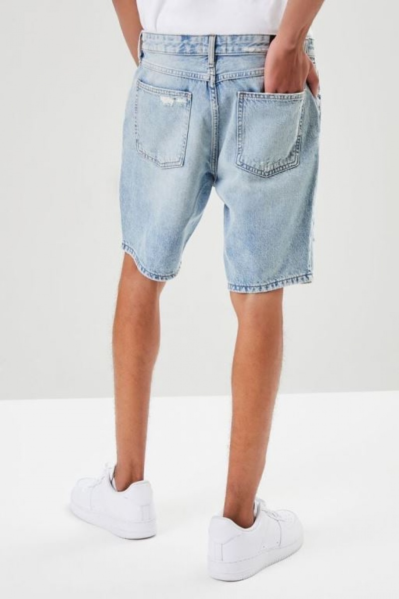 Short Forever 21 Distressed Denim Hombre Azules | T9TpKZlIdor