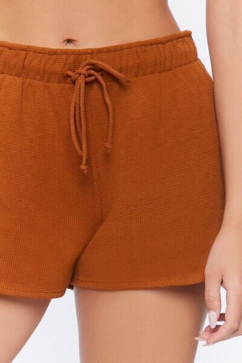 Short Forever 21 Dolphin Hem Drawstring Mujer Root Beer | WM71nIVNg1y