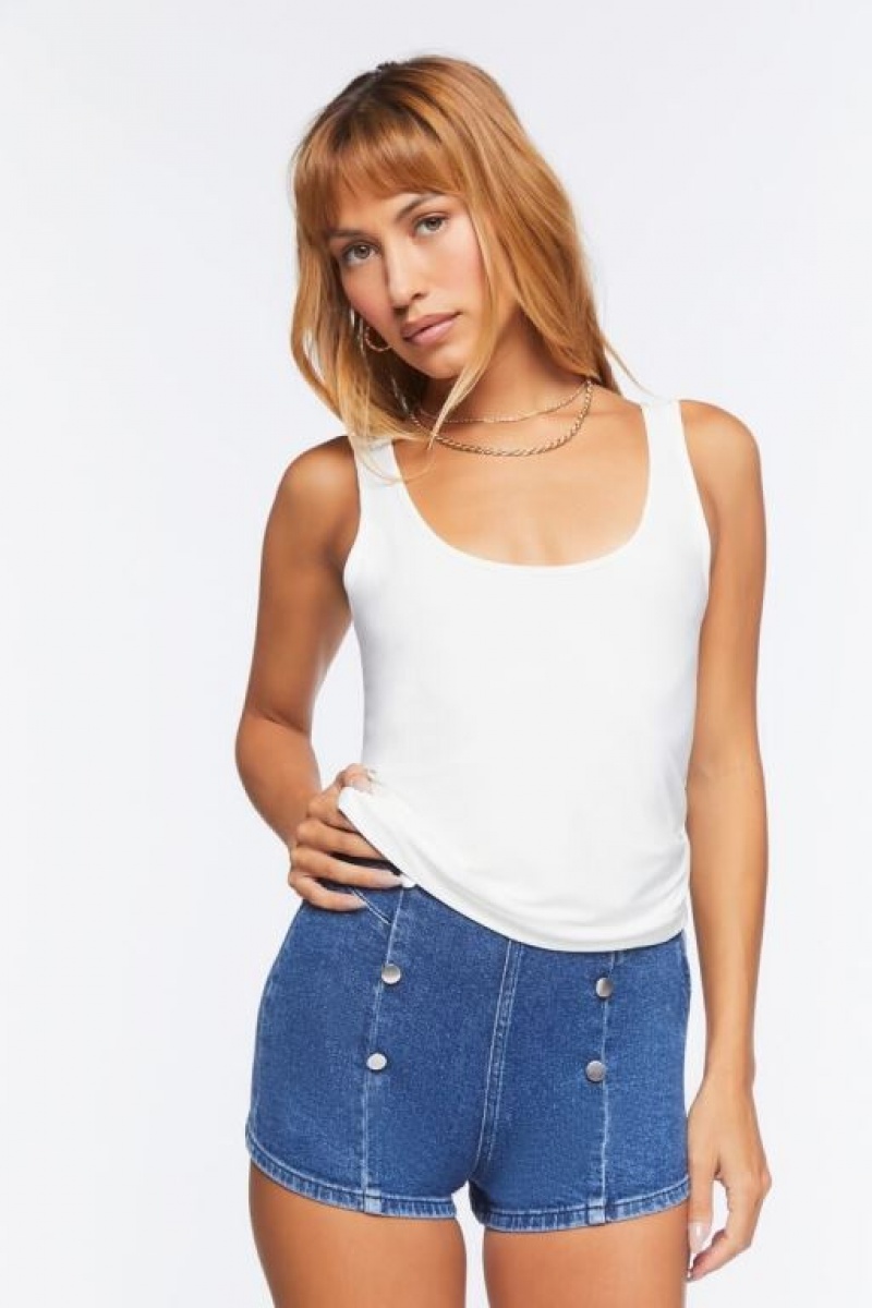 Short Forever 21 Double Breasted Denim Mujer Azules Oscuro | aBku9Ykrmtw