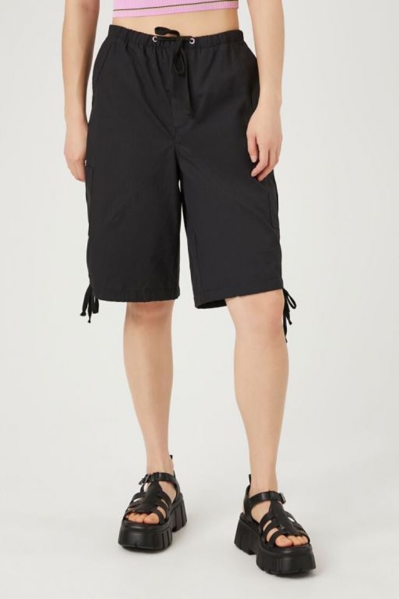 Short Forever 21 Drawstring Bermuda Mujer Negras | wrwEShz84Oi