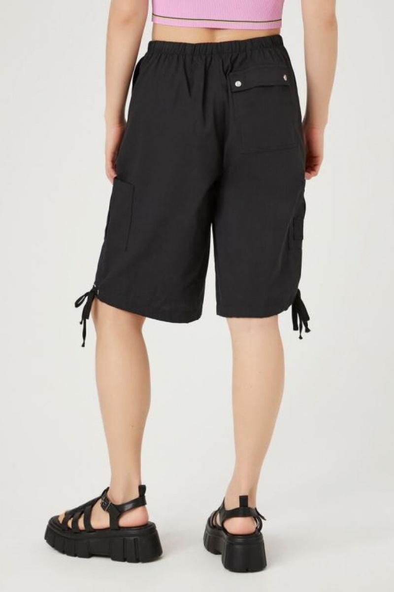 Short Forever 21 Drawstring Bermuda Mujer Negras | wrwEShz84Oi