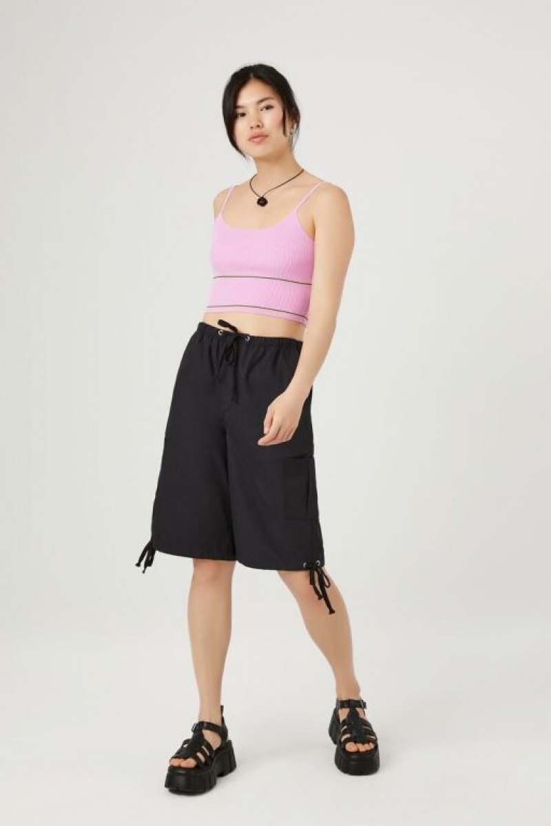 Short Forever 21 Drawstring Bermuda Mujer Negras | wrwEShz84Oi