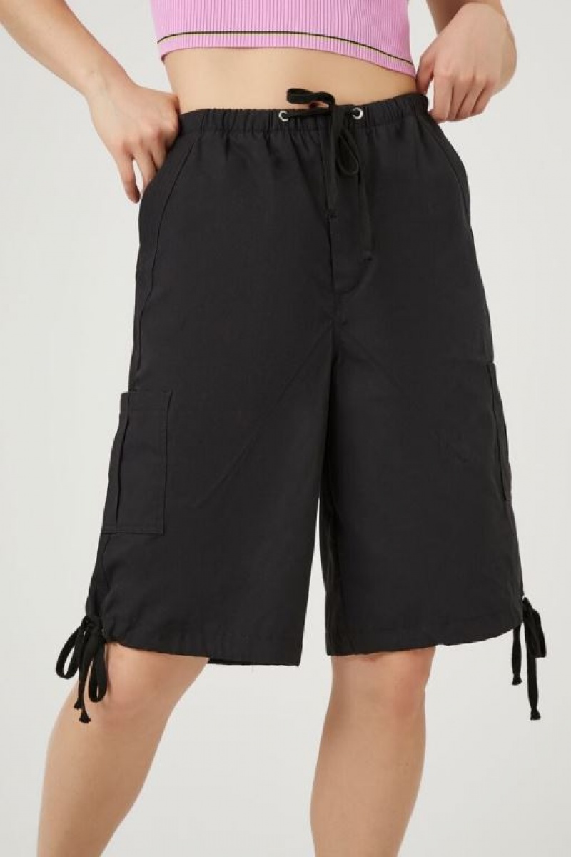 Short Forever 21 Drawstring Bermuda Mujer Negras | wrwEShz84Oi