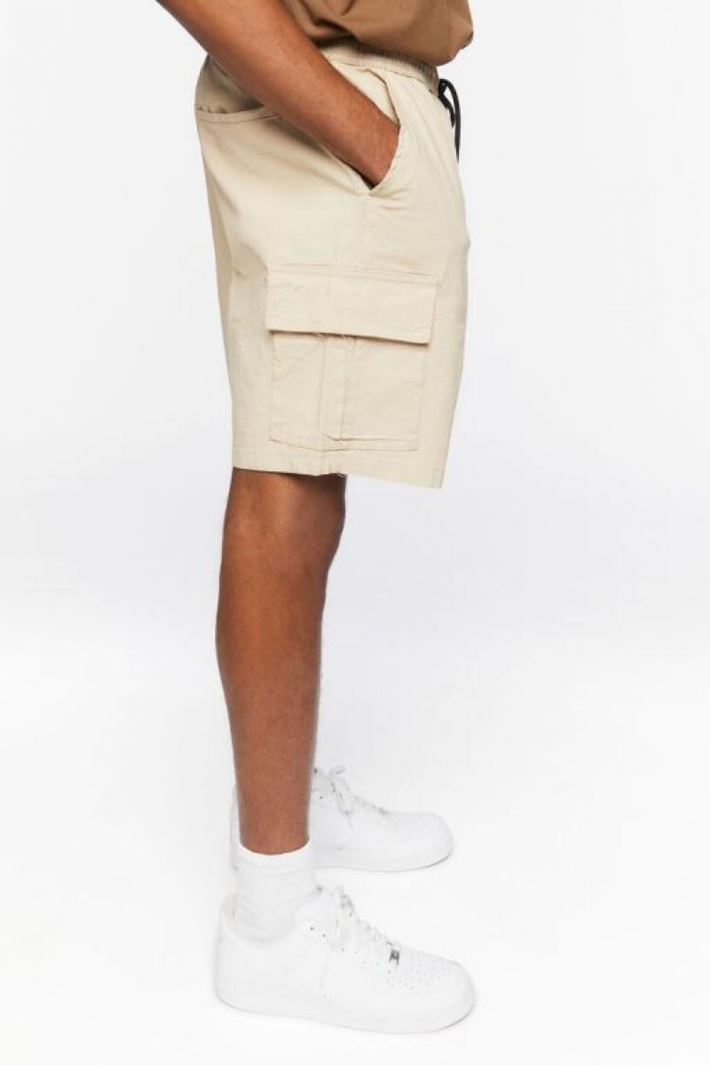 Short Forever 21 Drawstring Cargo Hombre Kaki | rYE4cNzuHuA