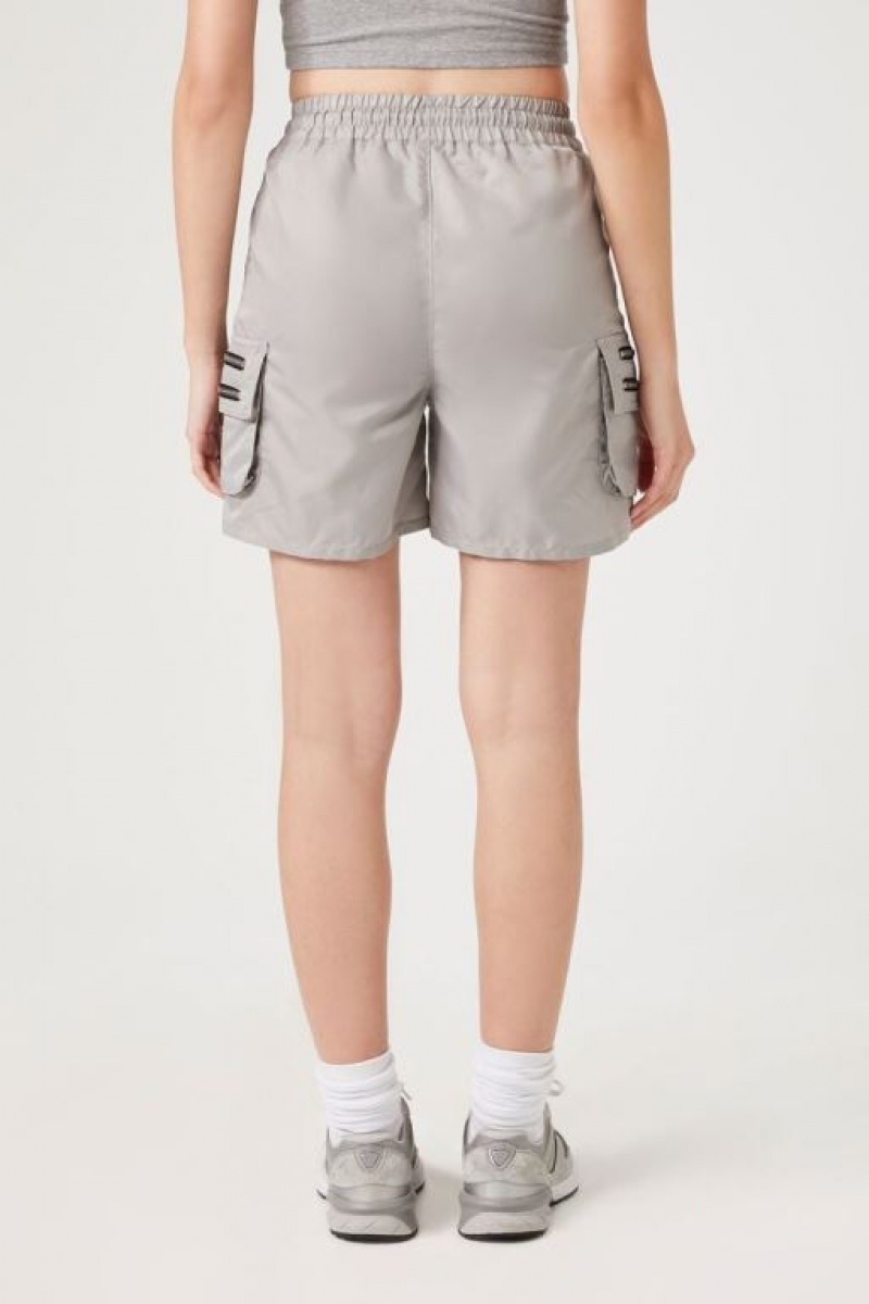 Short Forever 21 Drawstring Cargo Mujer Plateadas | kvpxs06LYPF