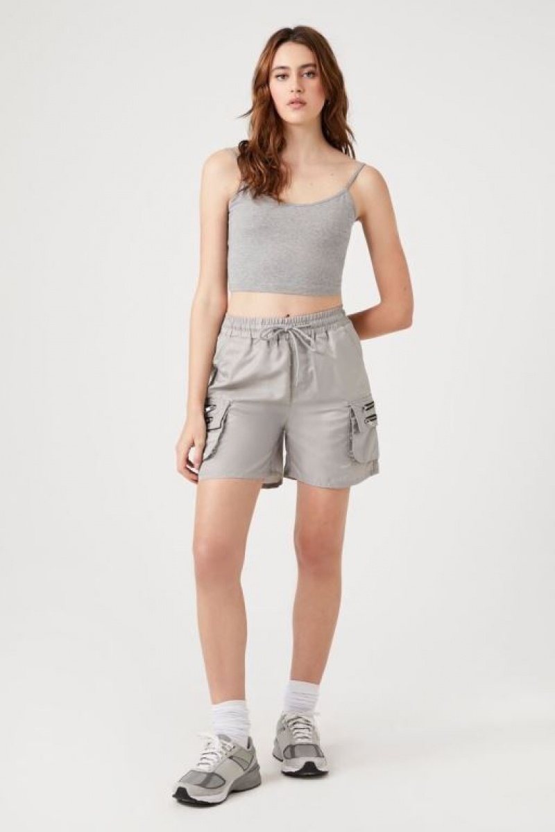 Short Forever 21 Drawstring Cargo Mujer Plateadas | kvpxs06LYPF