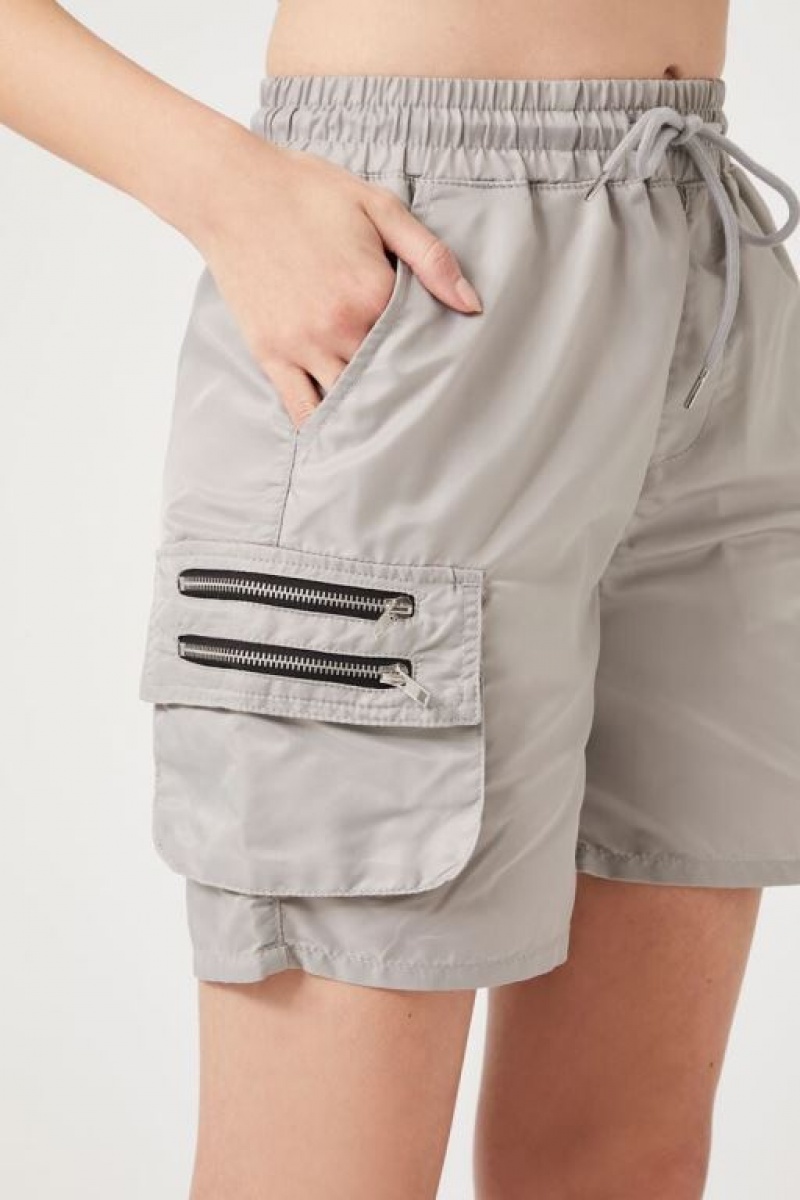 Short Forever 21 Drawstring Cargo Mujer Plateadas | kvpxs06LYPF