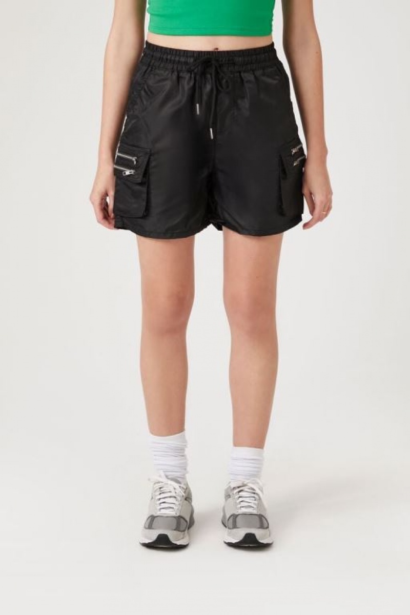 Short Forever 21 Drawstring Cargo Mujer Negras | fdALxS0DiSl