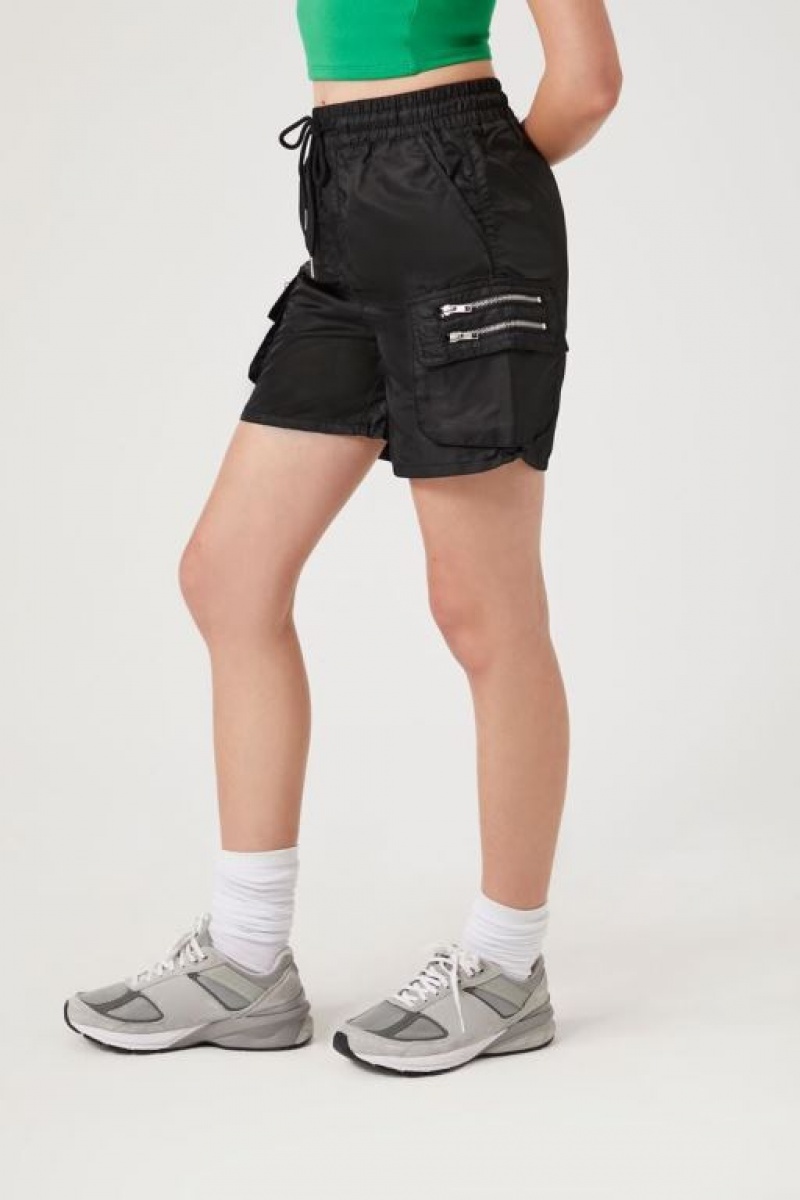 Short Forever 21 Drawstring Cargo Mujer Negras | fdALxS0DiSl