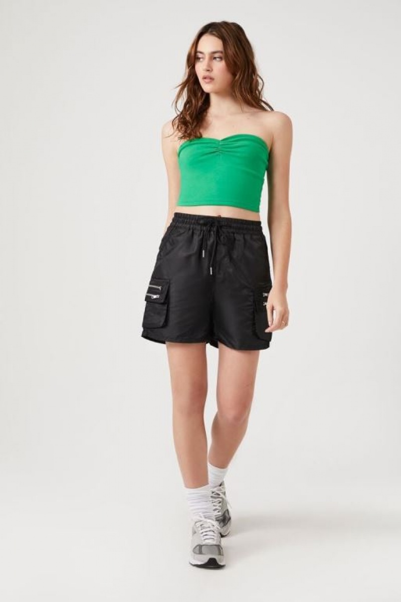 Short Forever 21 Drawstring Cargo Mujer Negras | fdALxS0DiSl