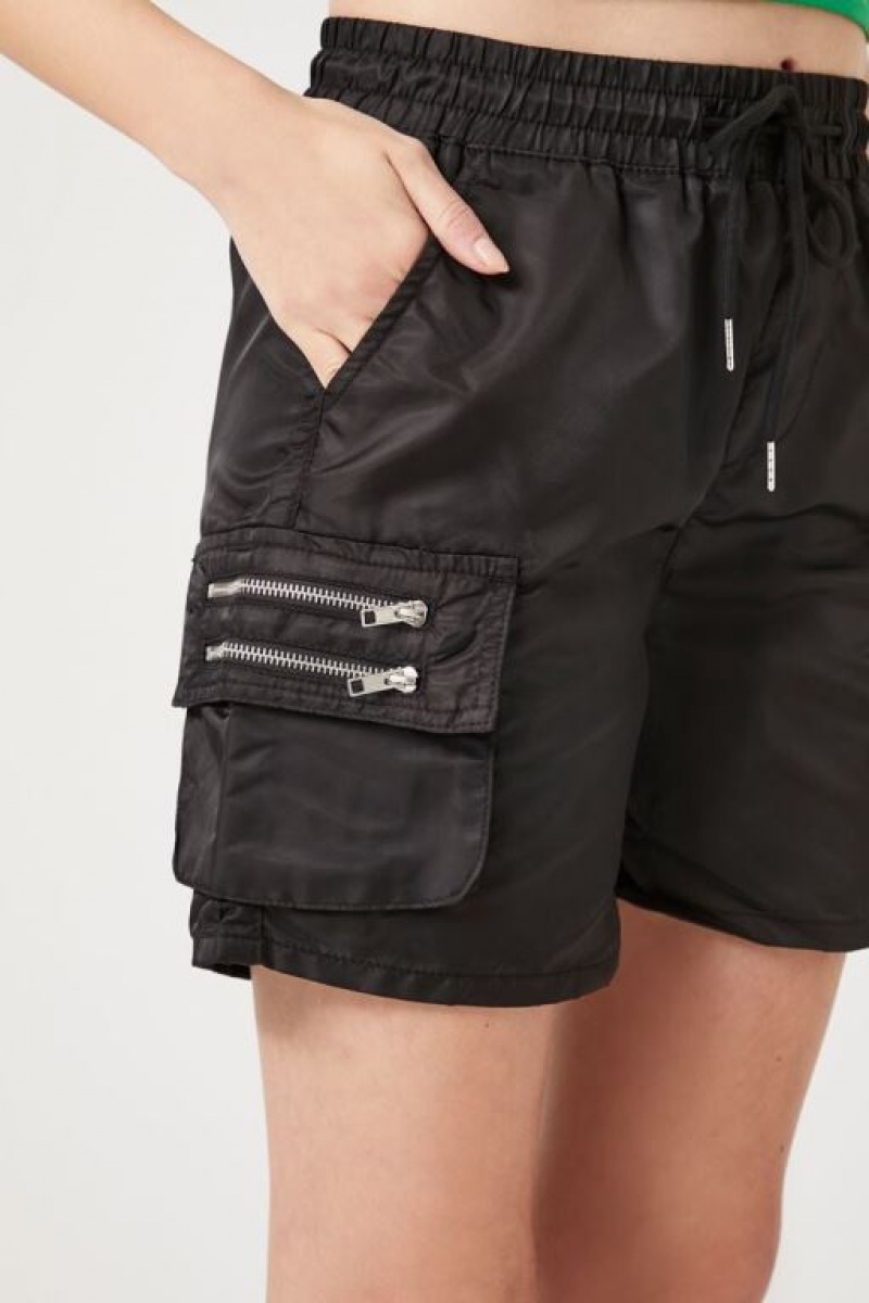 Short Forever 21 Drawstring Cargo Mujer Negras | fdALxS0DiSl