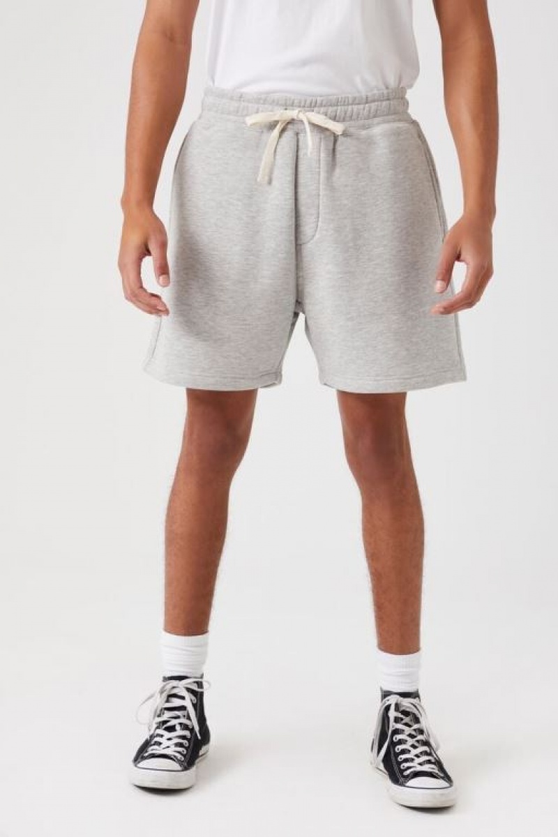 Short Forever 21 Drawstring Fleece Hombre Gris | jBcyDlSapFE