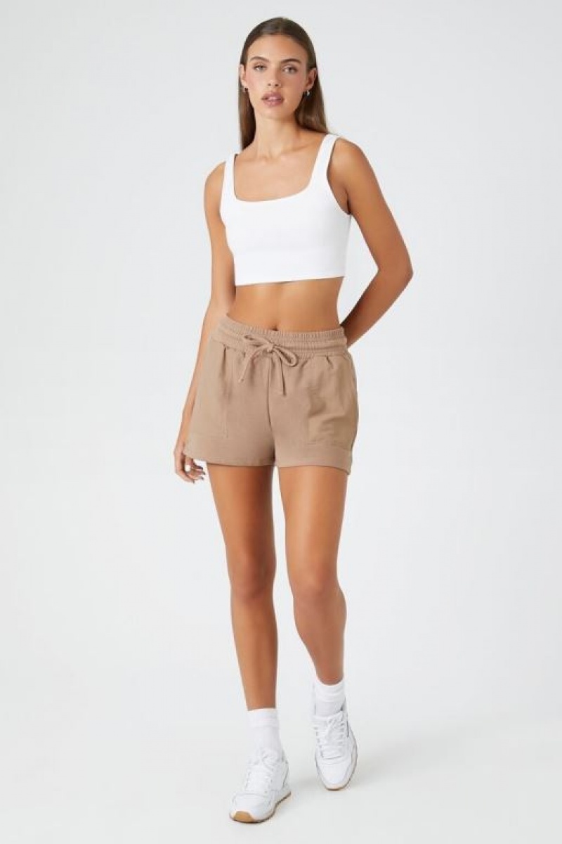 Short Forever 21 Drawstring French Terry Sweatshorts Mujer Gris Marrones | aPD7uad4GT9