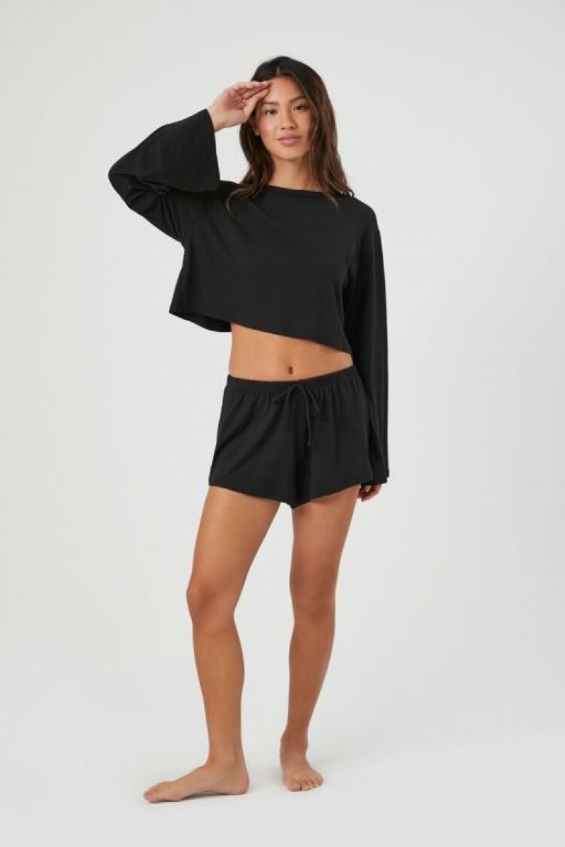 Short Forever 21 Drawstring Pajama Mujer Negras | 0LBdf60iMFZ