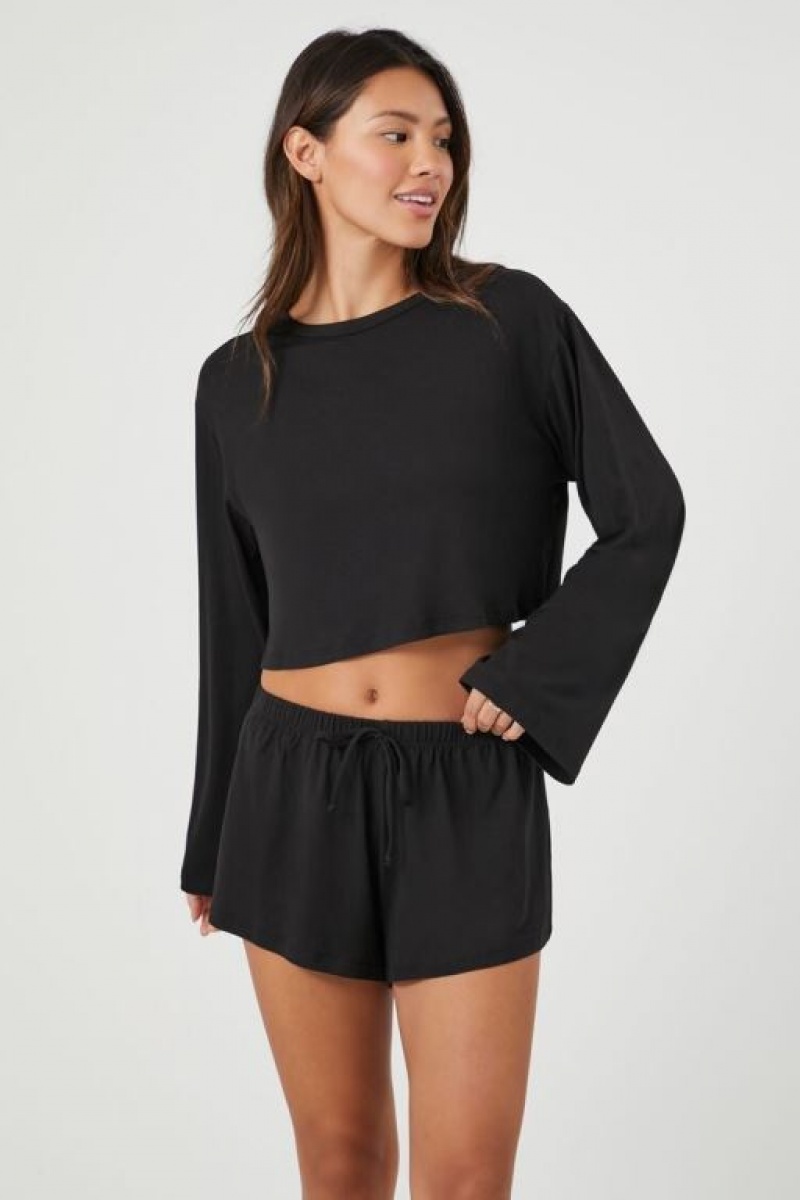 Short Forever 21 Drawstring Pajama Mujer Negras | 0LBdf60iMFZ