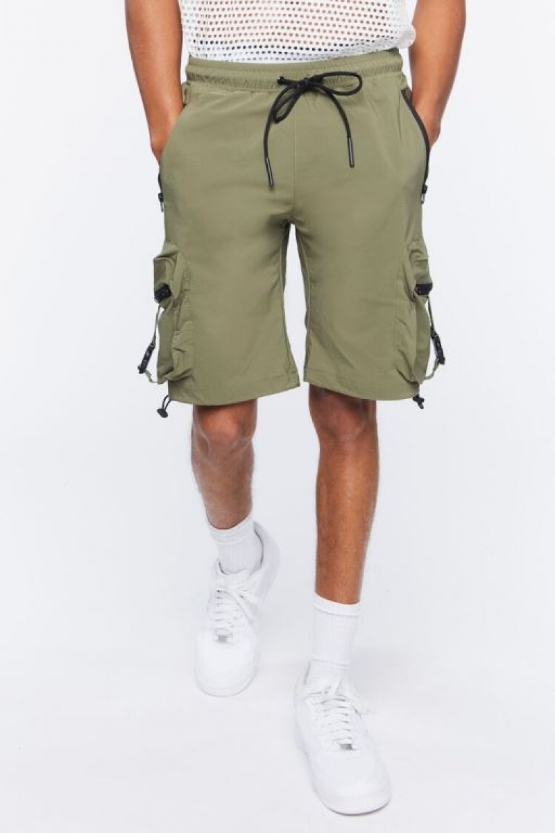 Short Forever 21 Drawstring Utility Cargo Hombre Verde Oliva | wwuuLBLkM1F