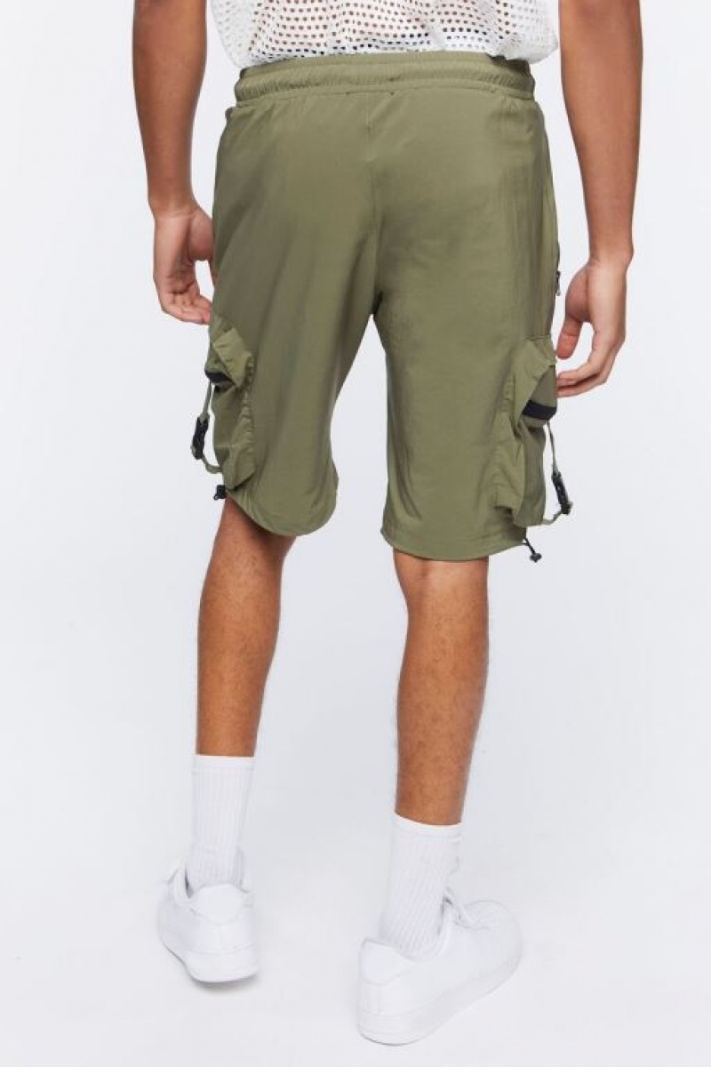 Short Forever 21 Drawstring Utility Cargo Hombre Verde Oliva | wwuuLBLkM1F