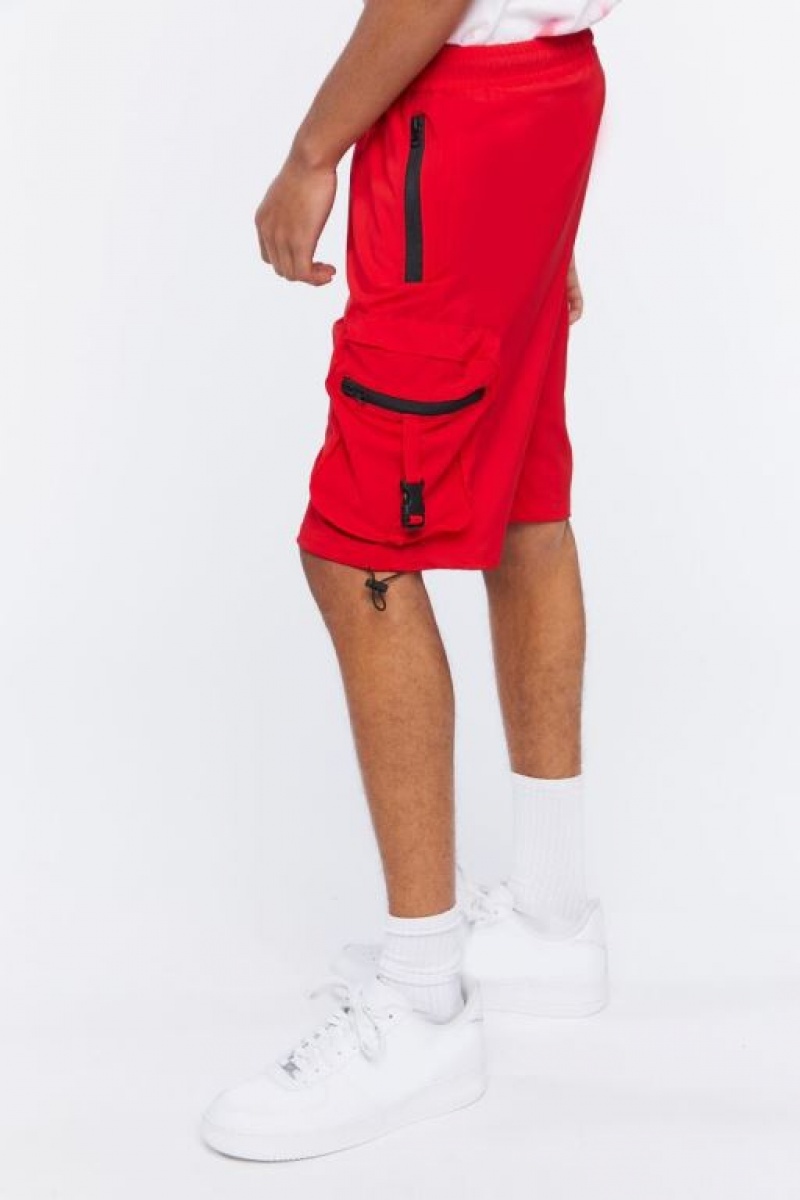 Short Forever 21 Drawstring Utility Cargo Hombre Rojas | fB2KqL6WqIN