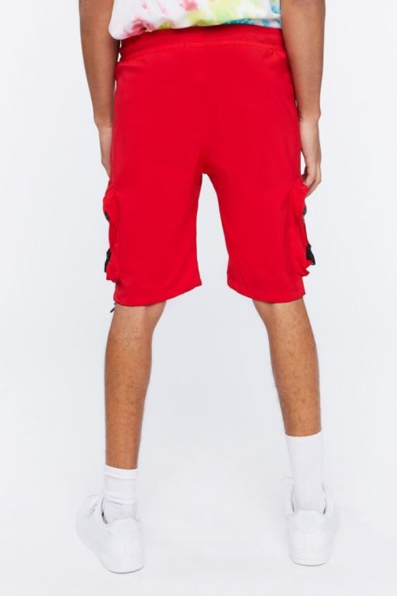 Short Forever 21 Drawstring Utility Cargo Hombre Rojas | fB2KqL6WqIN