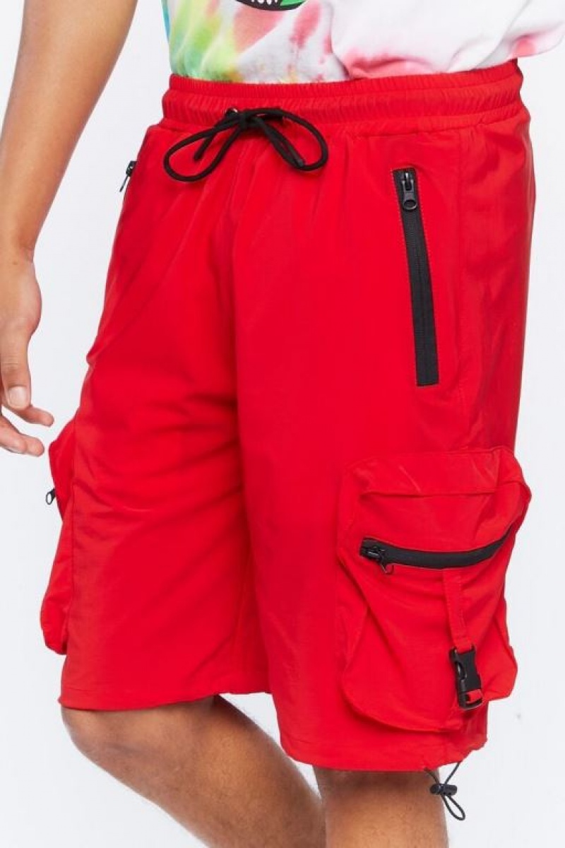 Short Forever 21 Drawstring Utility Cargo Hombre Rojas | fB2KqL6WqIN