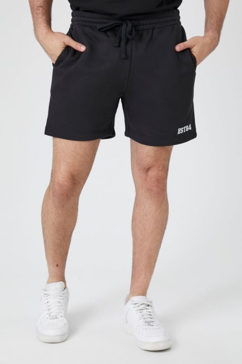 Short Forever 21 Embroidered Est Drawstring Hombre Negras Blancas | nwP0mMlI25D